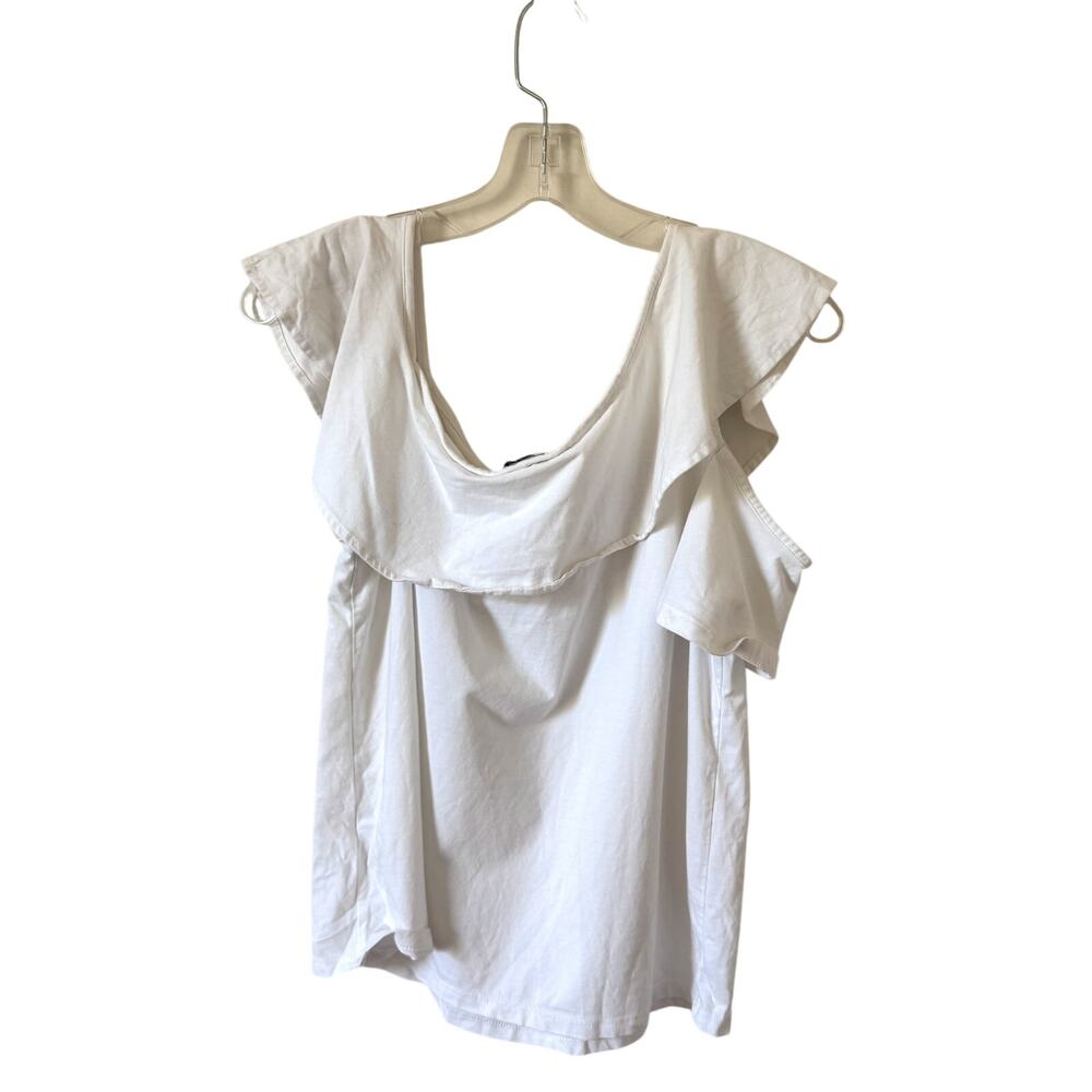 J. Crew Y2K Ruffle Cold Shoulder Tank Top White Size Cream